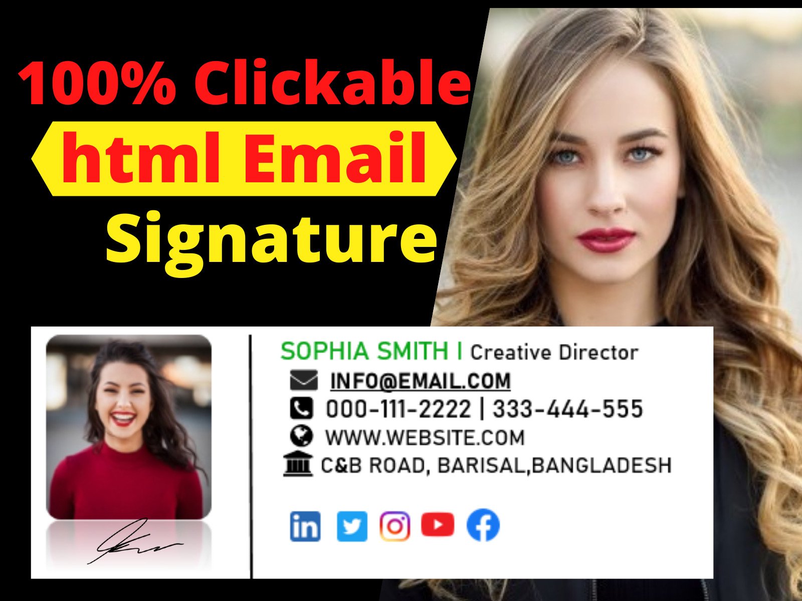 I will design a professional clickable HTML email sig...