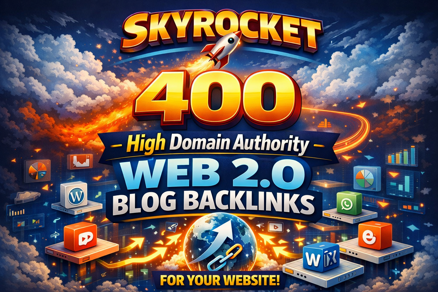 Provide skyrocket 400 High Domain Authority Web 2.0 B...