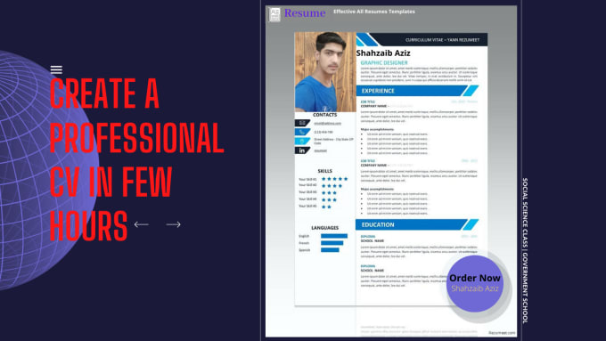 I will write and design a professional resume and CV writing in 1 hour in very lower price