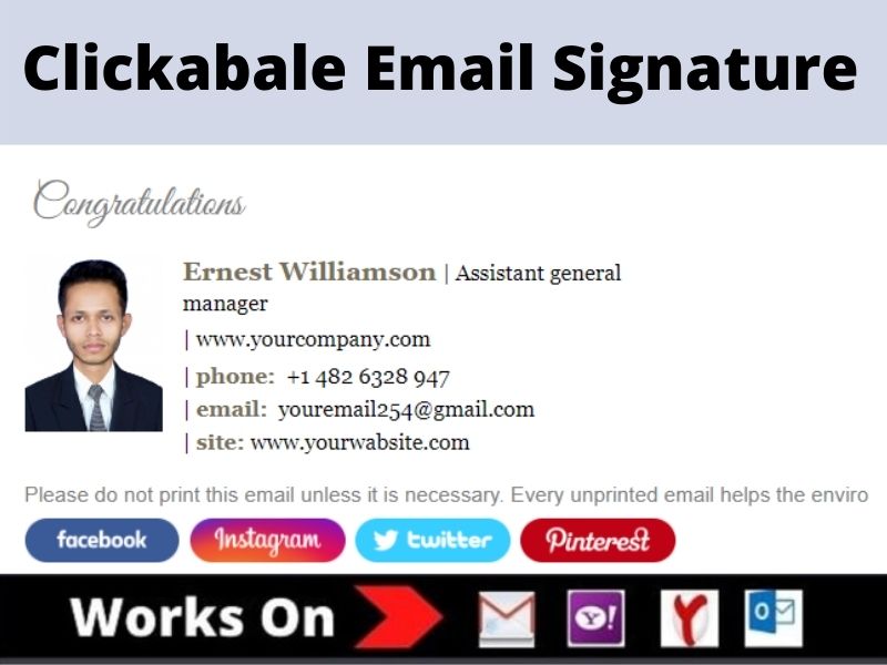 I will make html email signature or clickable email signature