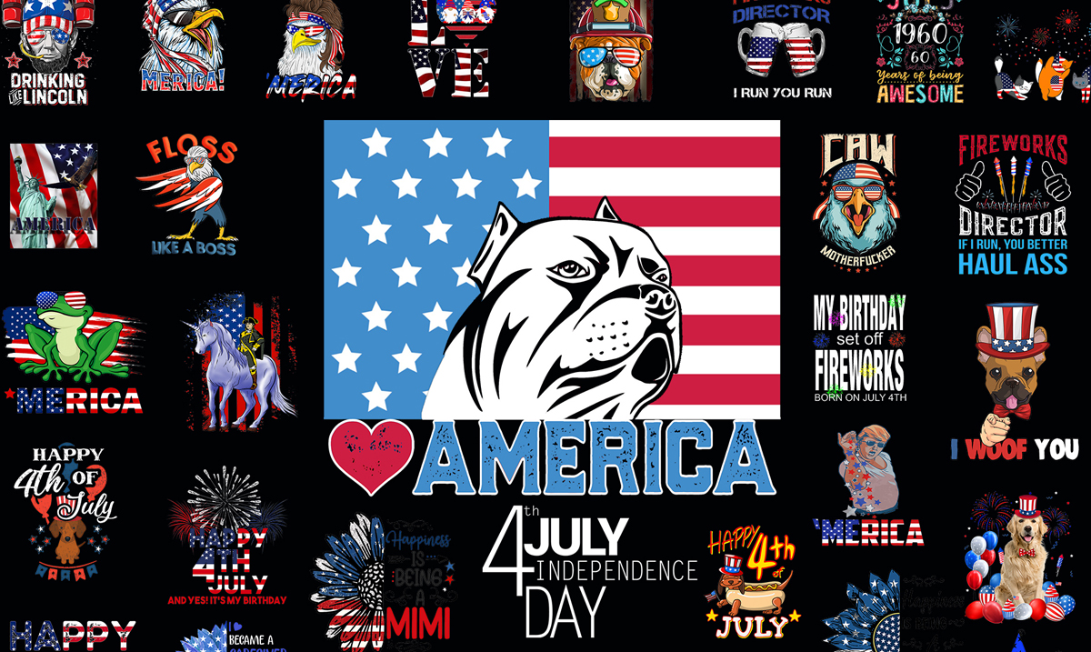 Send 120 Tshirt Design PNG Bundle 4th Of July America, Flag US Print On Demand