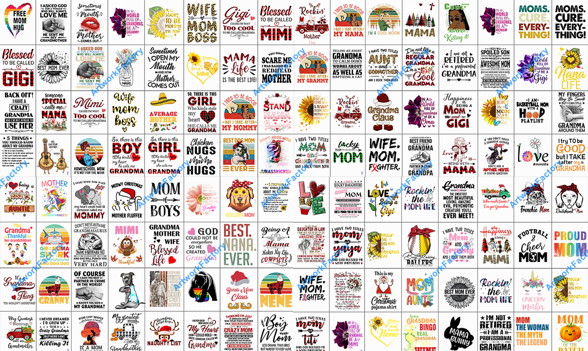 Send 2800 PNG files Tshirt Design Mother Family for Print On Demand