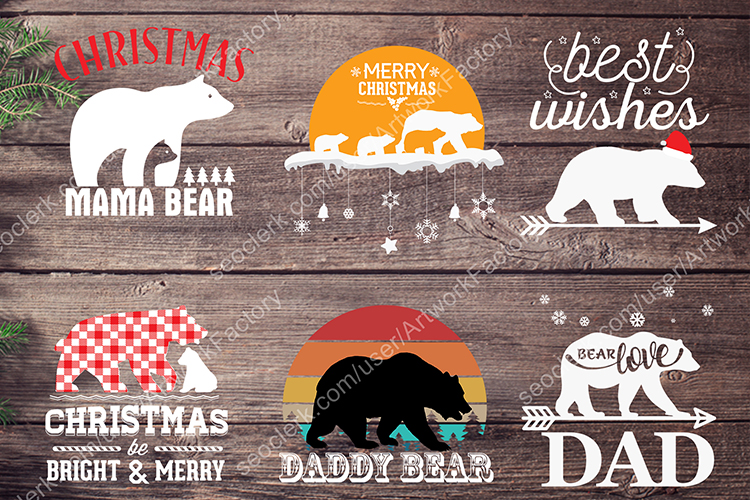 Bear SVG Christmas T shirt Design Vector Bundle