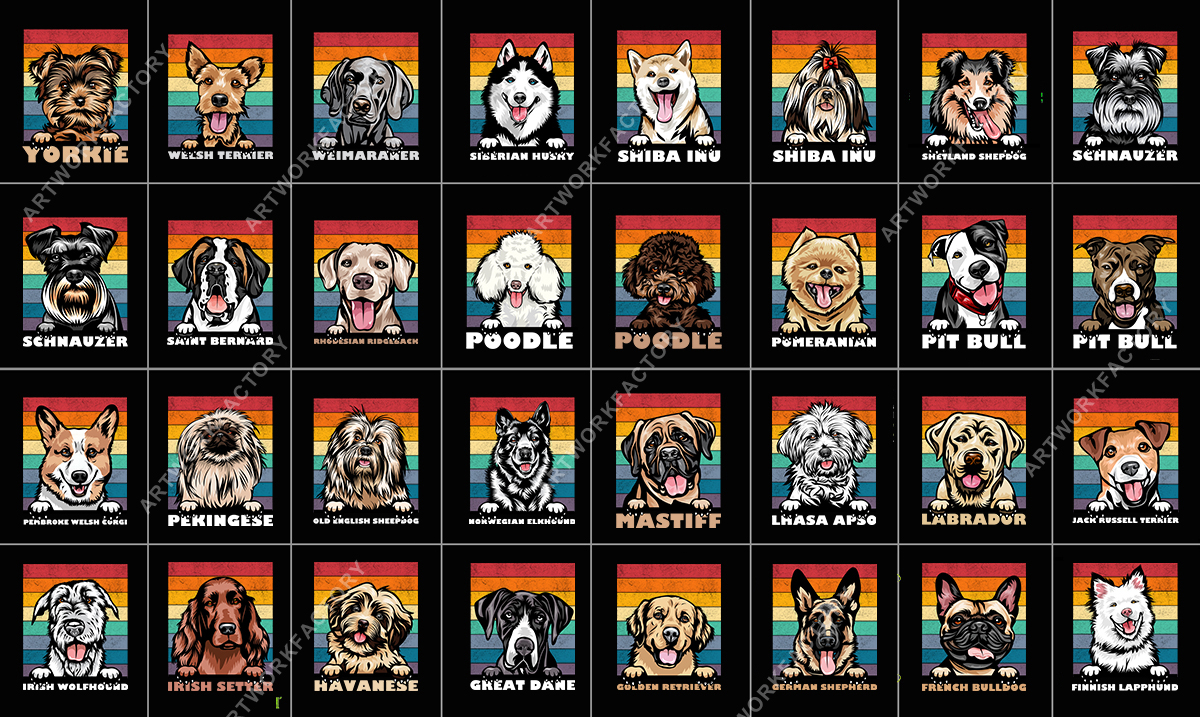 Instant Download 200 Dogs Face SVG T shirt Design Vintage template