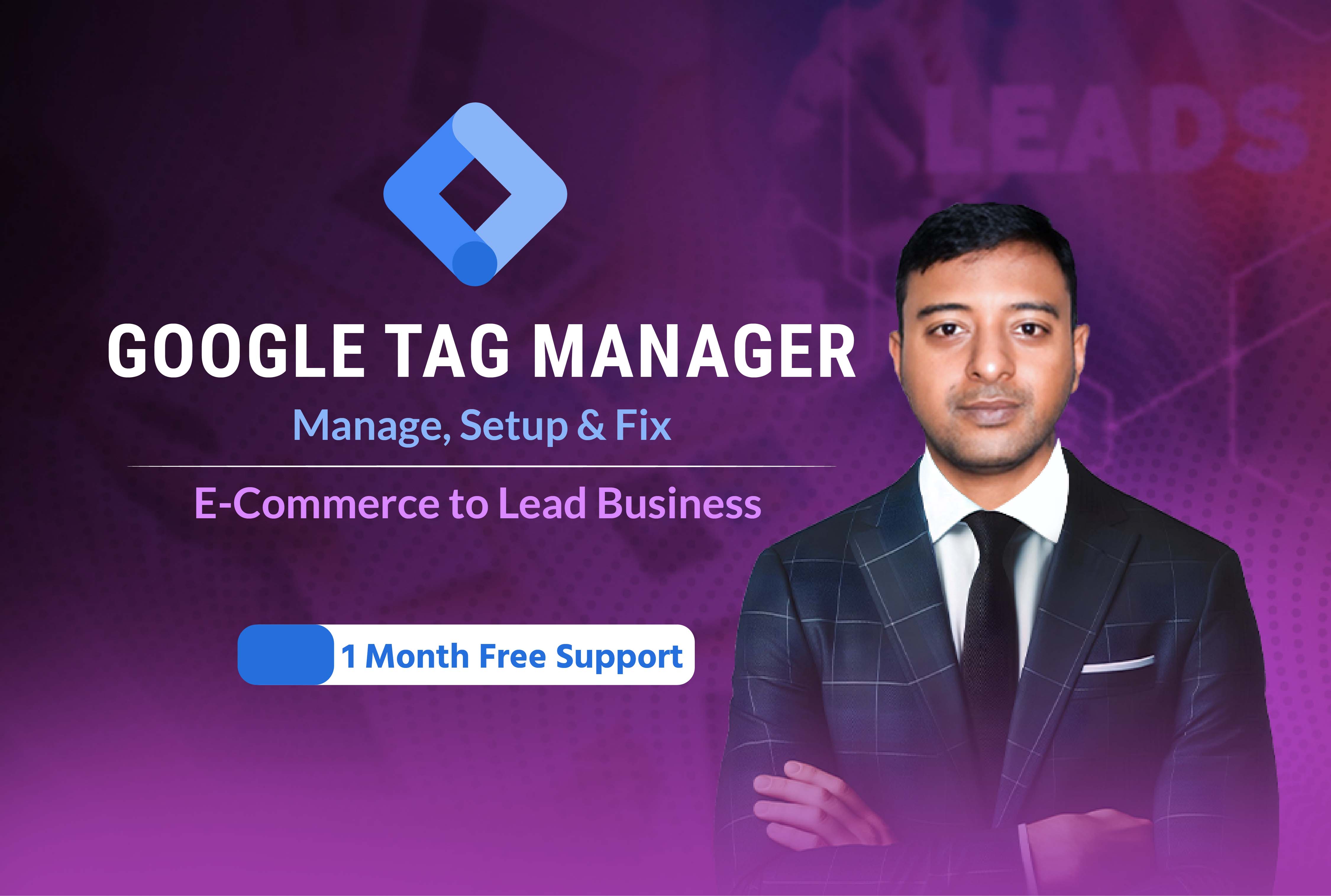 I will do google analytics setup, meta pixel, lead form, ads conversion tracking by GTM