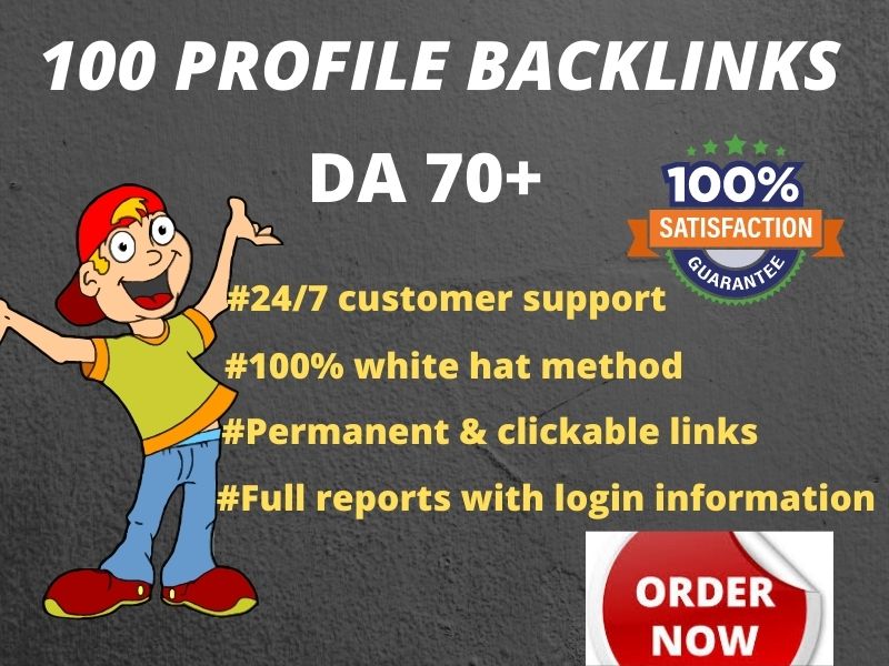 I Will do 100 Manually Profile Backlink on 70+ DA/PA Sites for Ranking Top Page