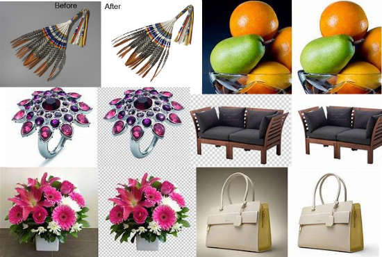 I will remove background, drop shadow, retouch and hair masking