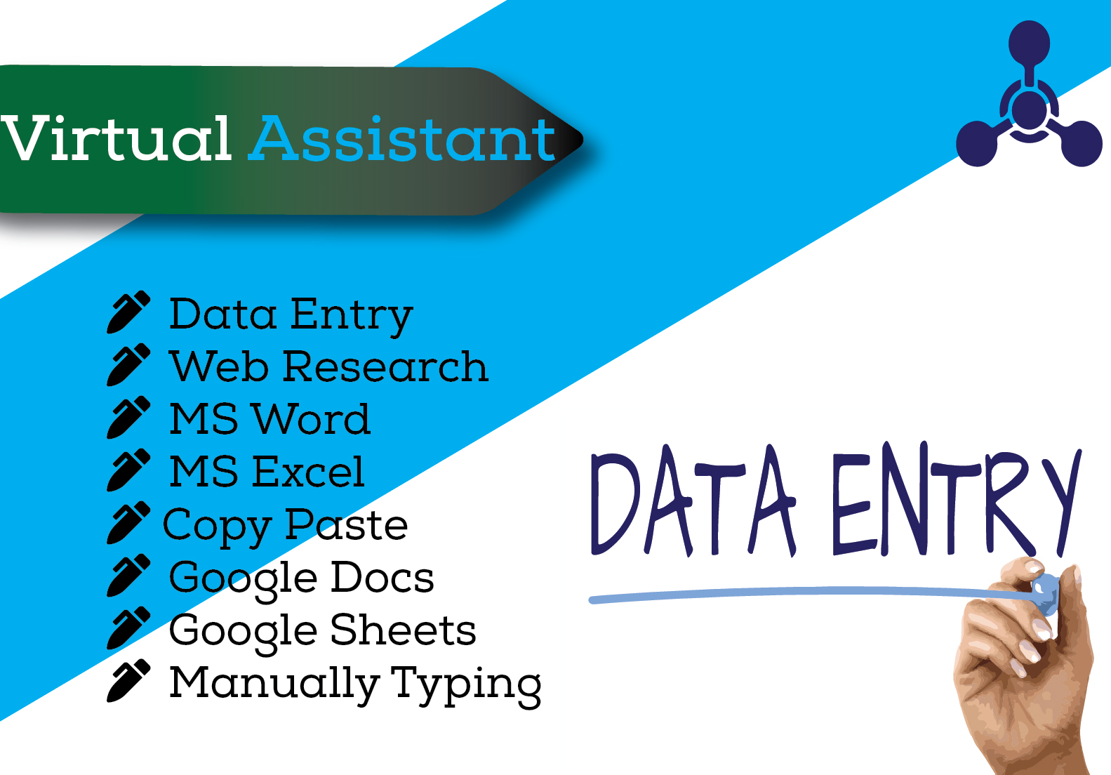 I will be your Virtual Assistant and do Data Entry, Copy Paste and Typing work