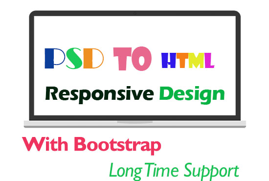 I will convert psd to html with bootstrap responsive design