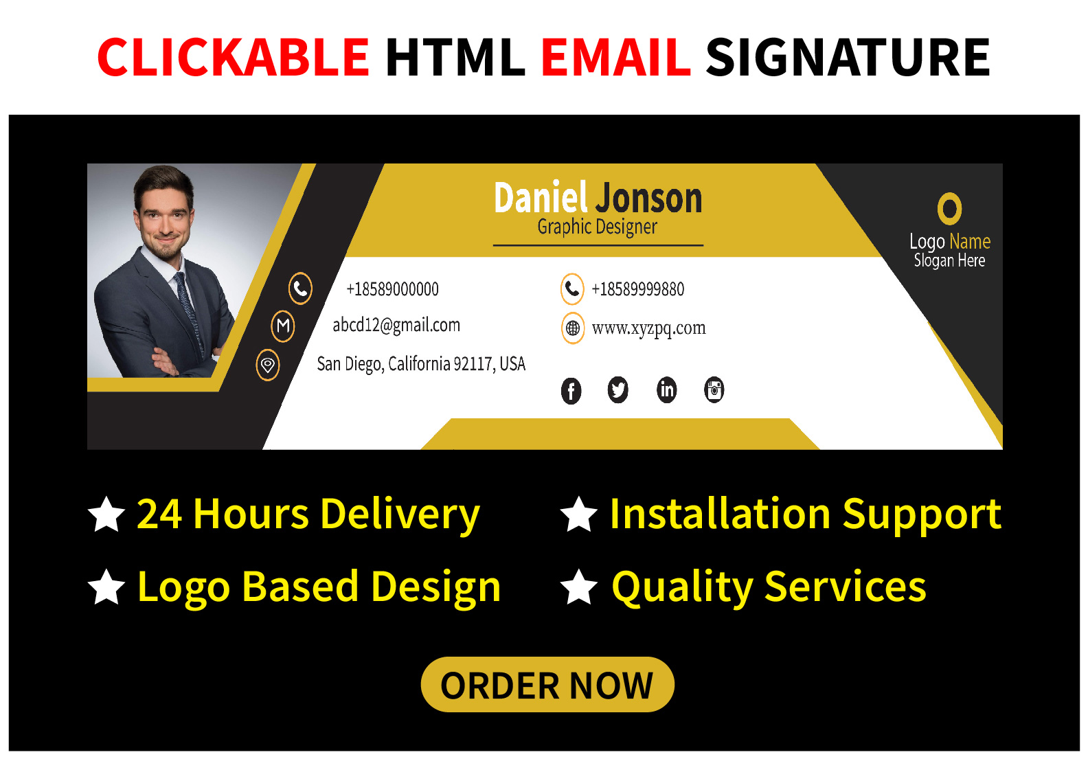 I will create or design a professional clickable html email signature