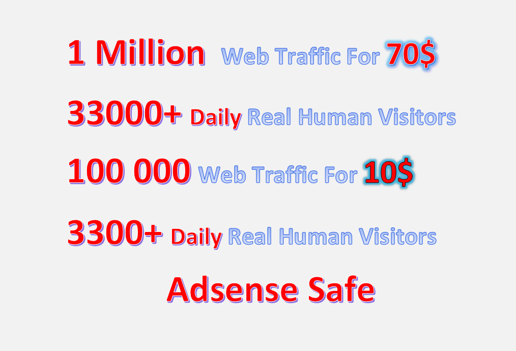 1 Million Web Traffic to Your Website Adsense Safe