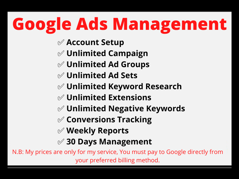  Set up and Manage Google Ads PPC Campaign For 30 Days