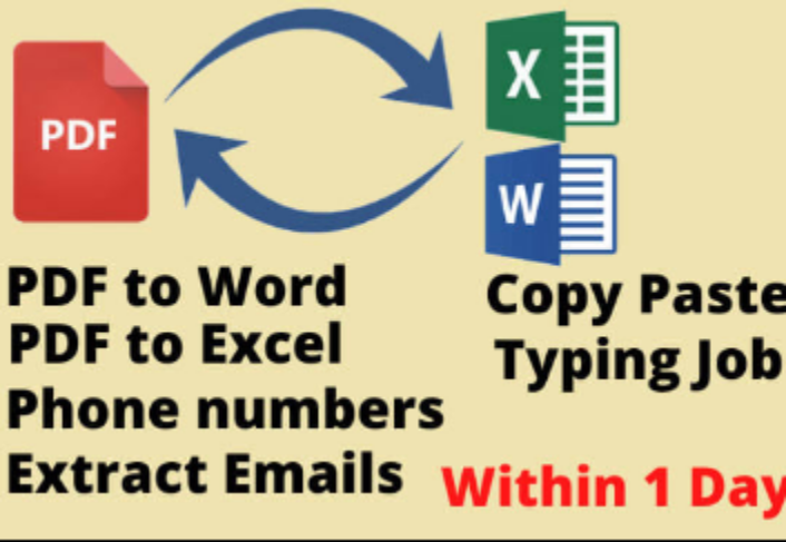 I will do professional, accurate, fast typing or data entry & copy paste work for you.
