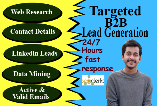 I will do B2B lead generation and 100 percent targeted contacts