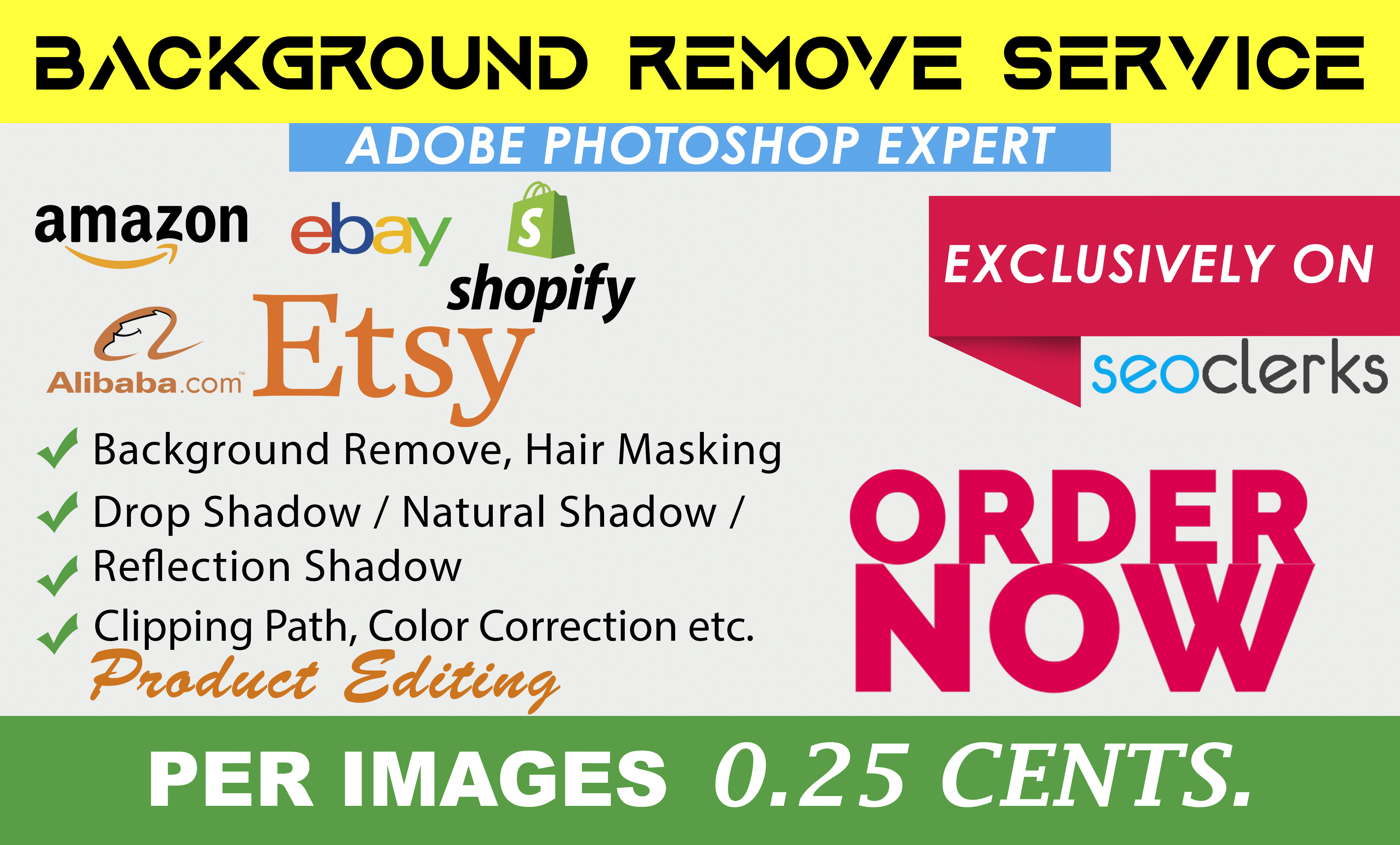 I will background removal, add shadow, resize image or product
