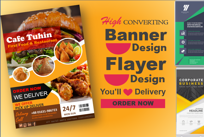 I will make flyer, web banner, poster, ads and many design