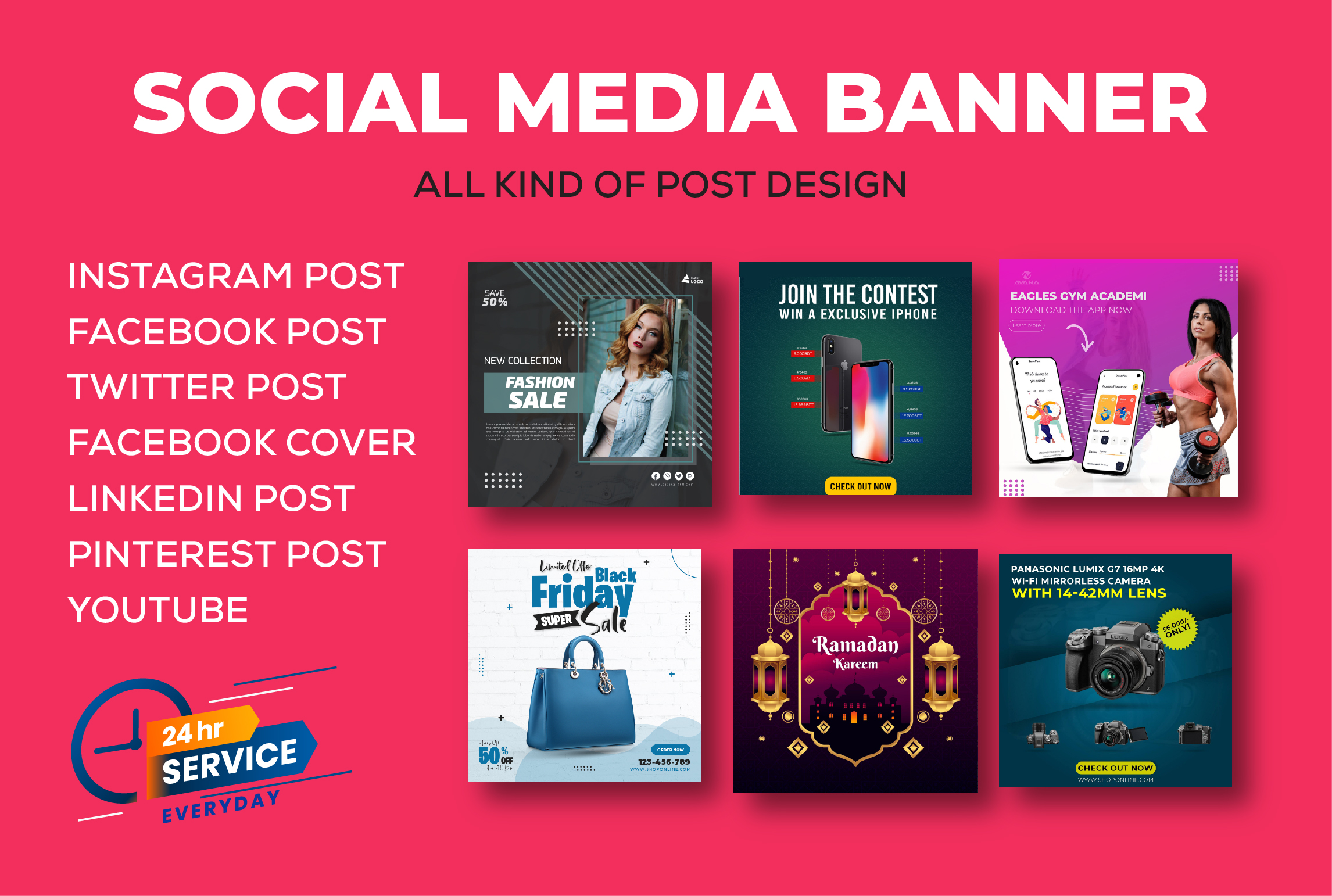 I will create all kind of social media post include facebook banner design