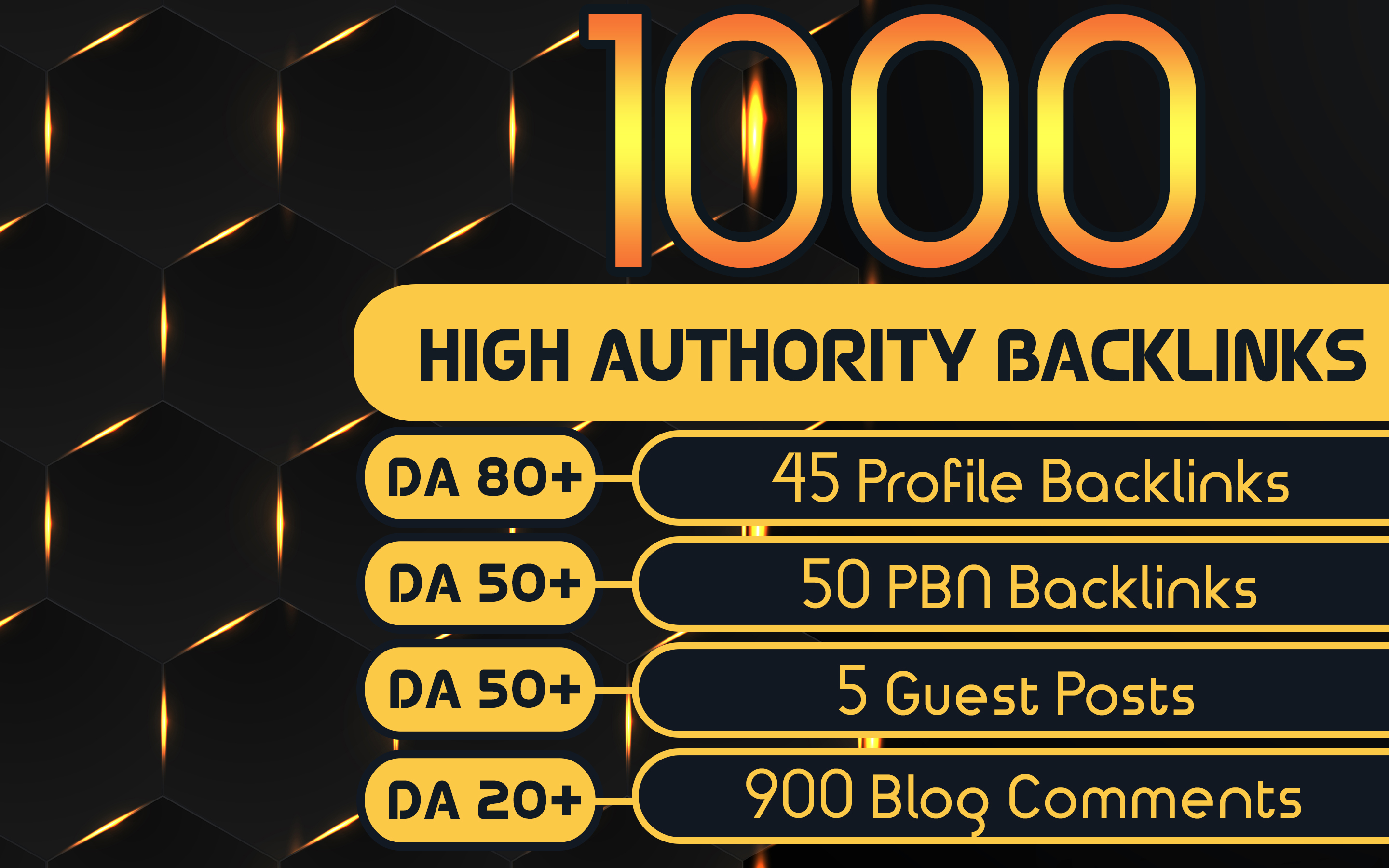 Get 1000 High Authority Backlinks, Blog Comments, Profile Backlinks, PBNs, Guest Posts
