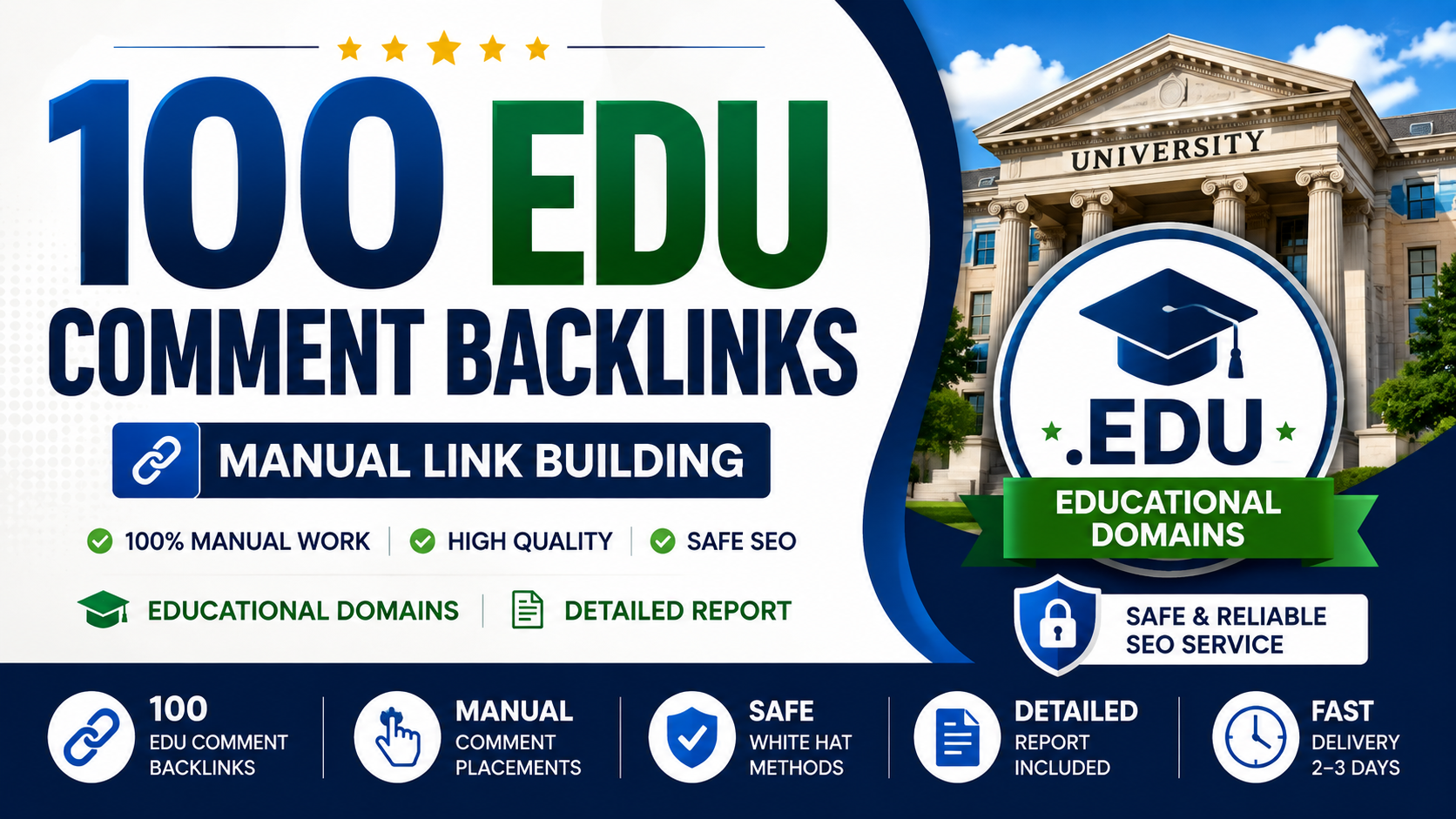 I Will Create 100 Manual EDU Comment Backlinks on Relevant Educational Domains