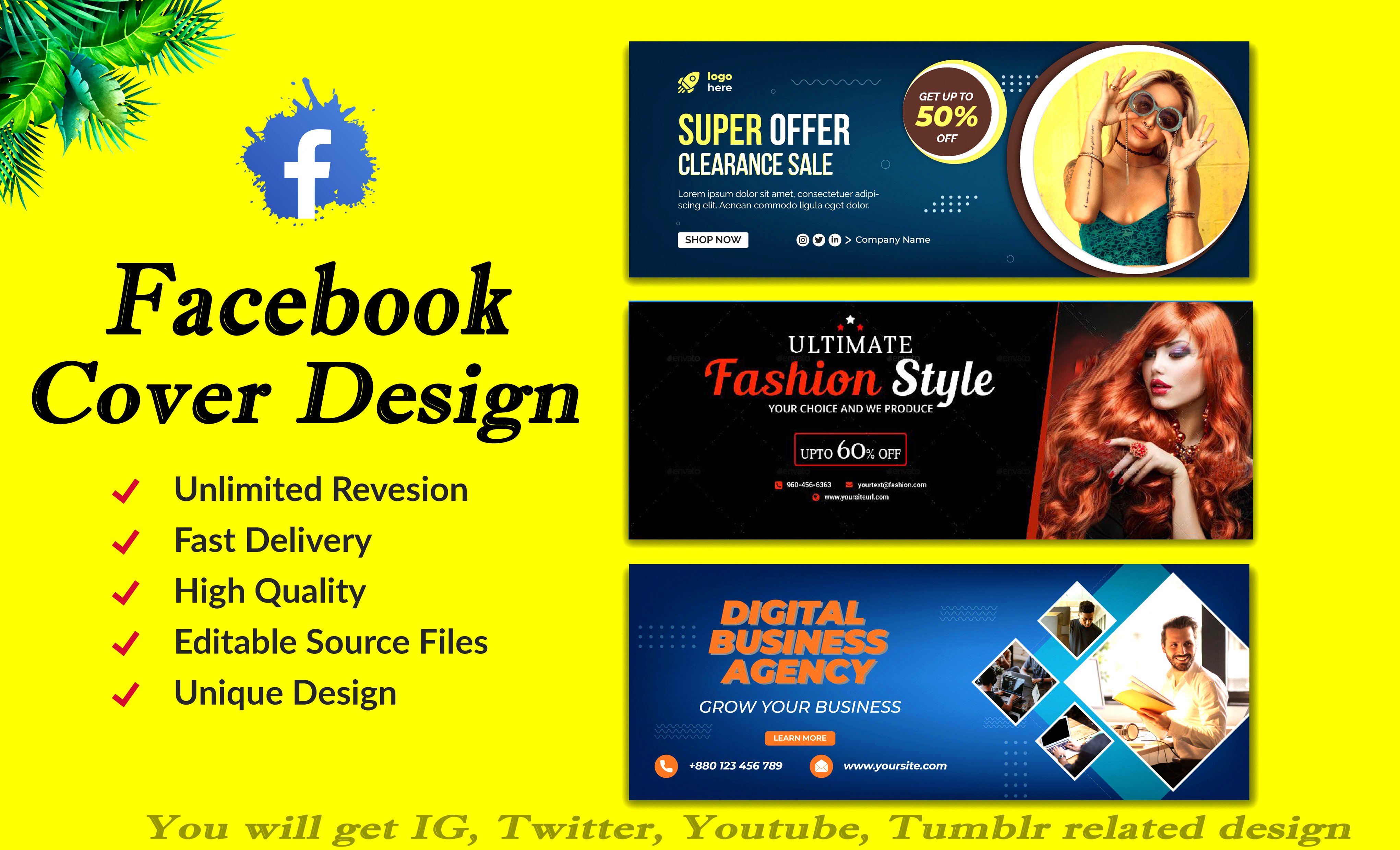 i will create a professional Facebook cover for you within one day