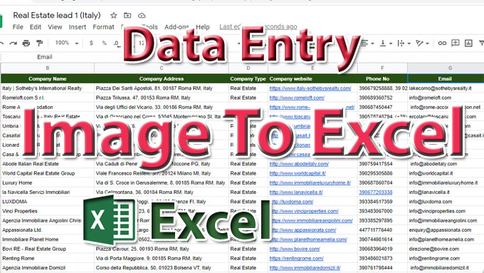  I will do data entry from pdf file or image to excel file