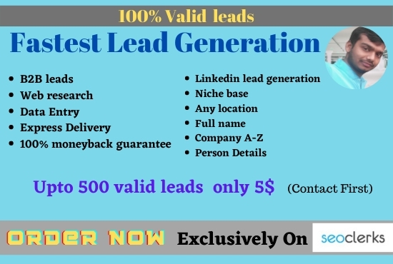 I can give you valid leads data entry of your niche guaranteed lead generation