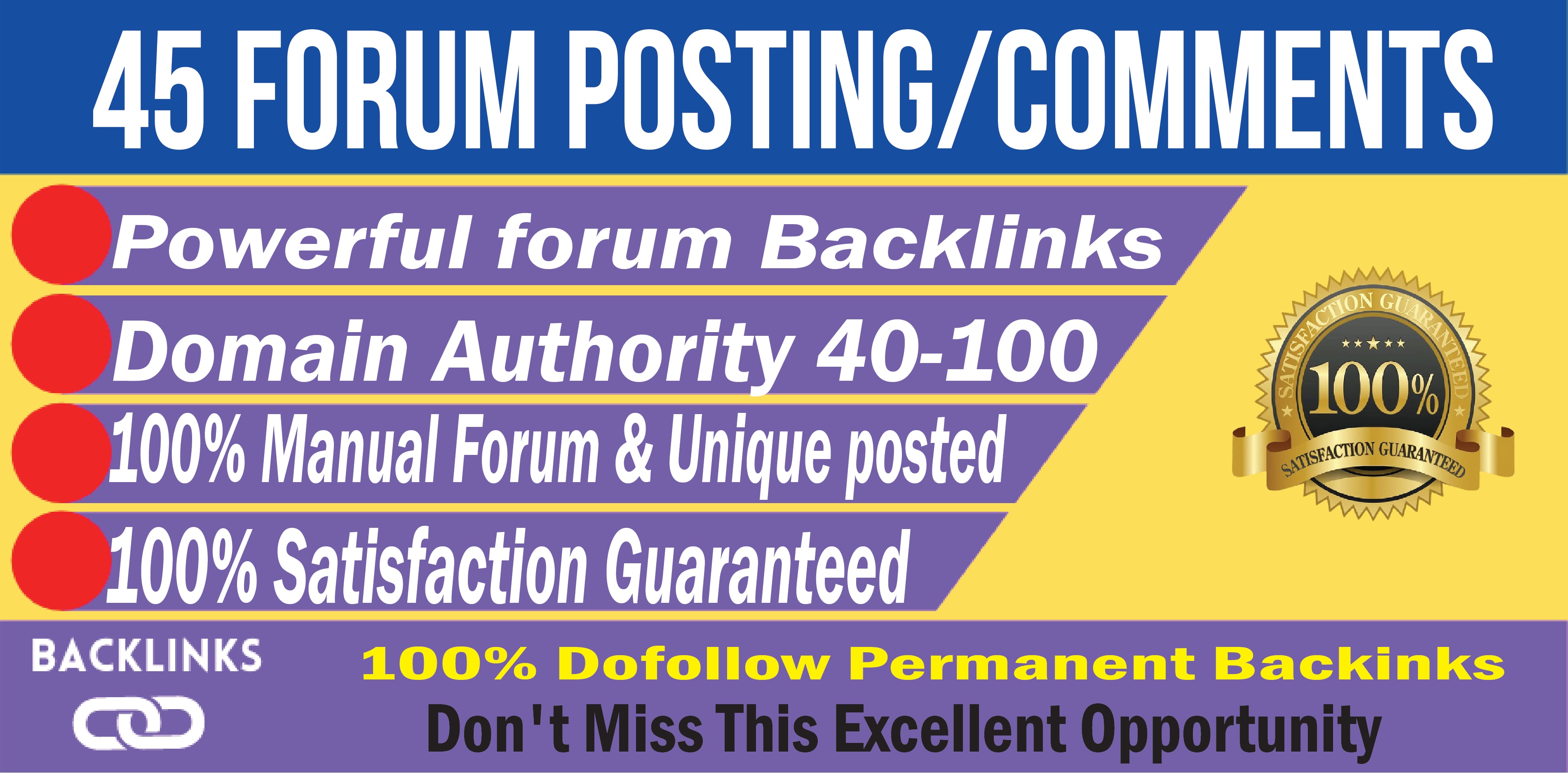 Create Forum Posting Backlinks 45 High Authority Links 
