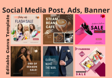 I will design facebook post, Instagram post, ads, banner using canva