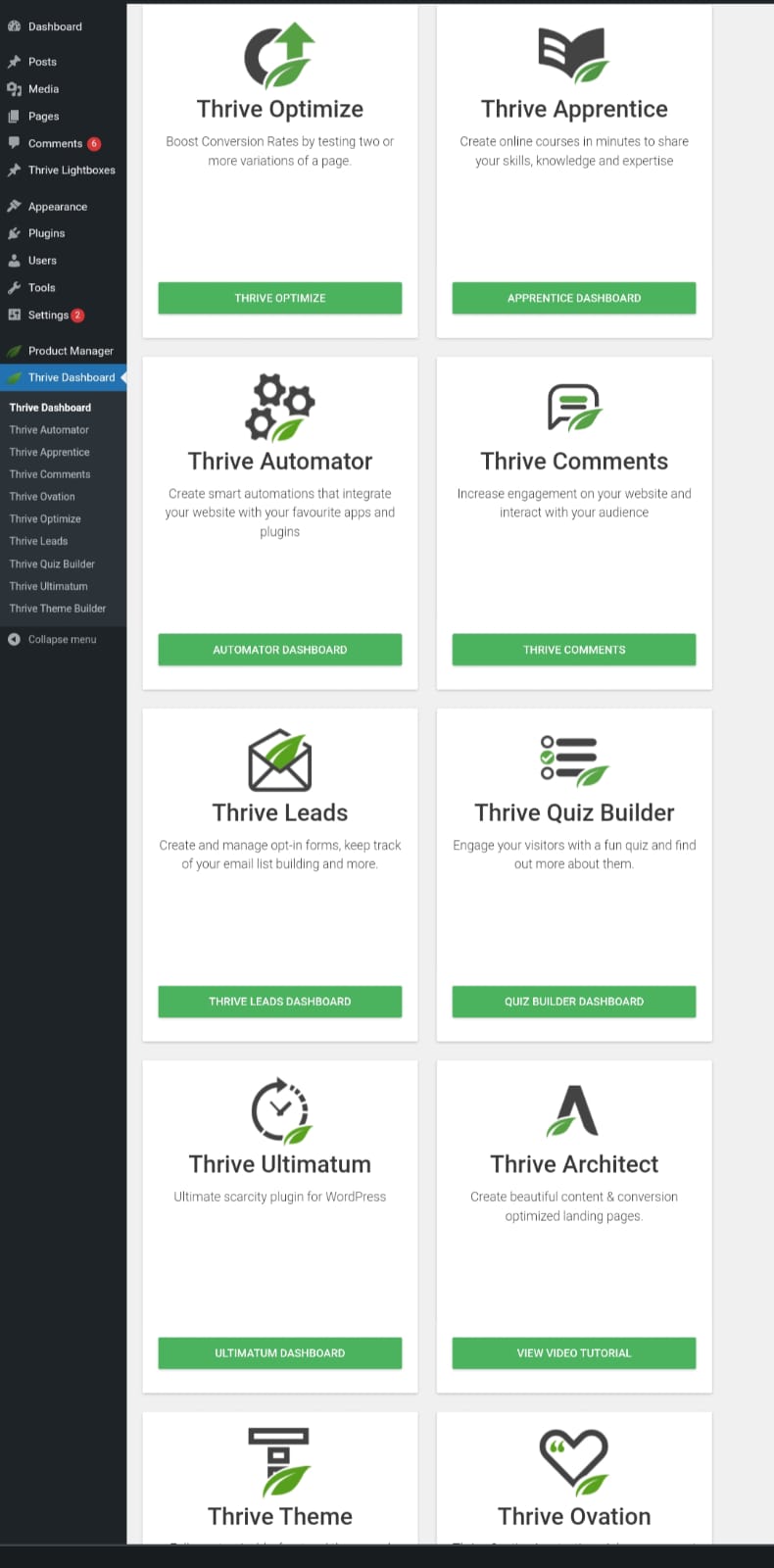 Install thrive architect, thrive plugins, thrive theme builder using Agency license