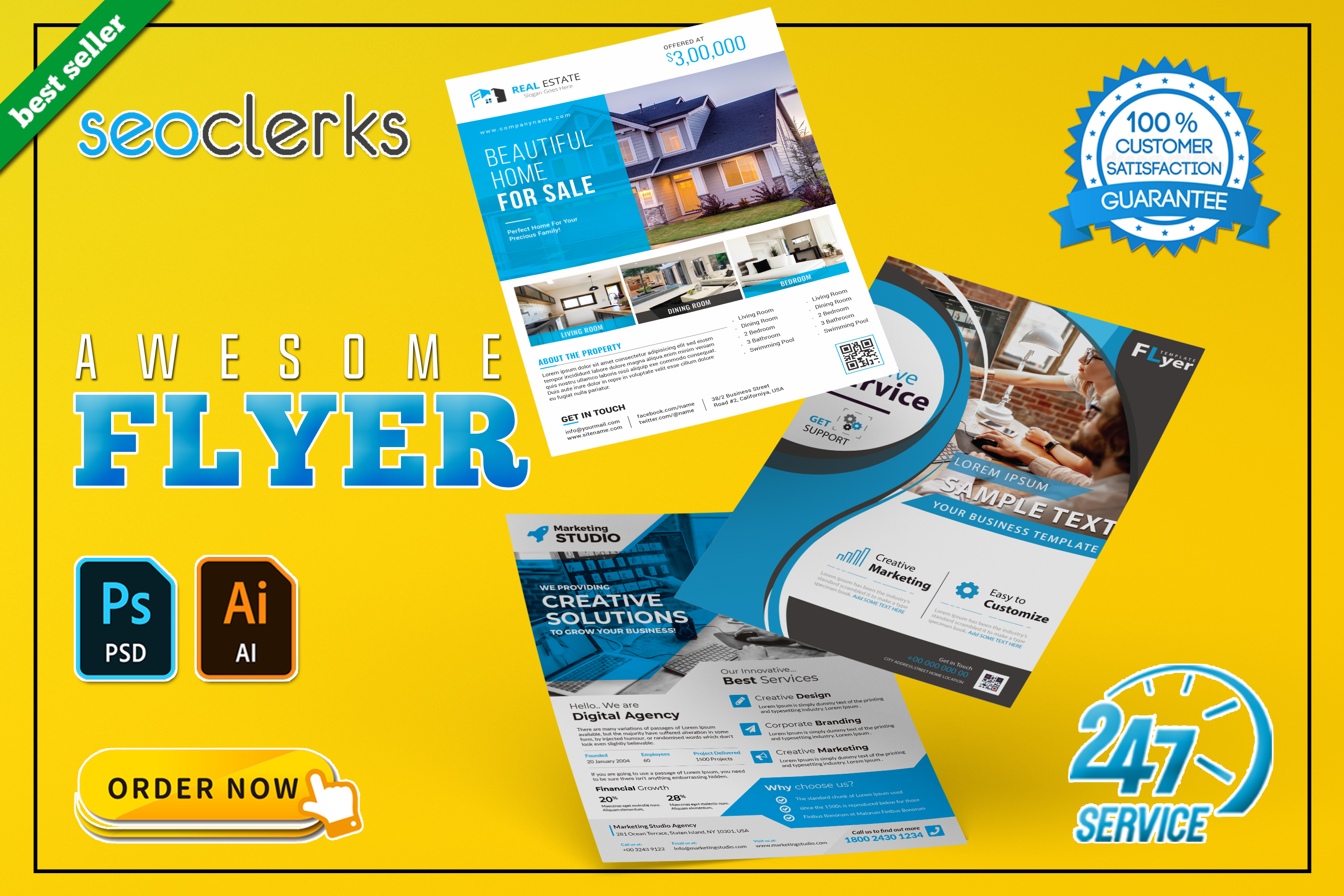 I will design two creative flyer, poster and brochures for your business