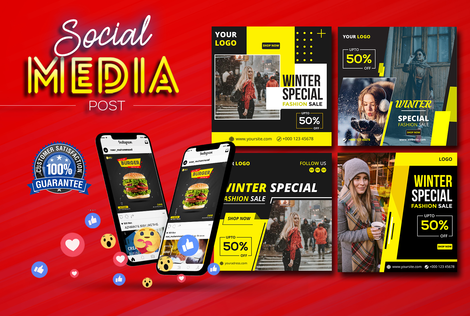 I will design social media posts, banner design