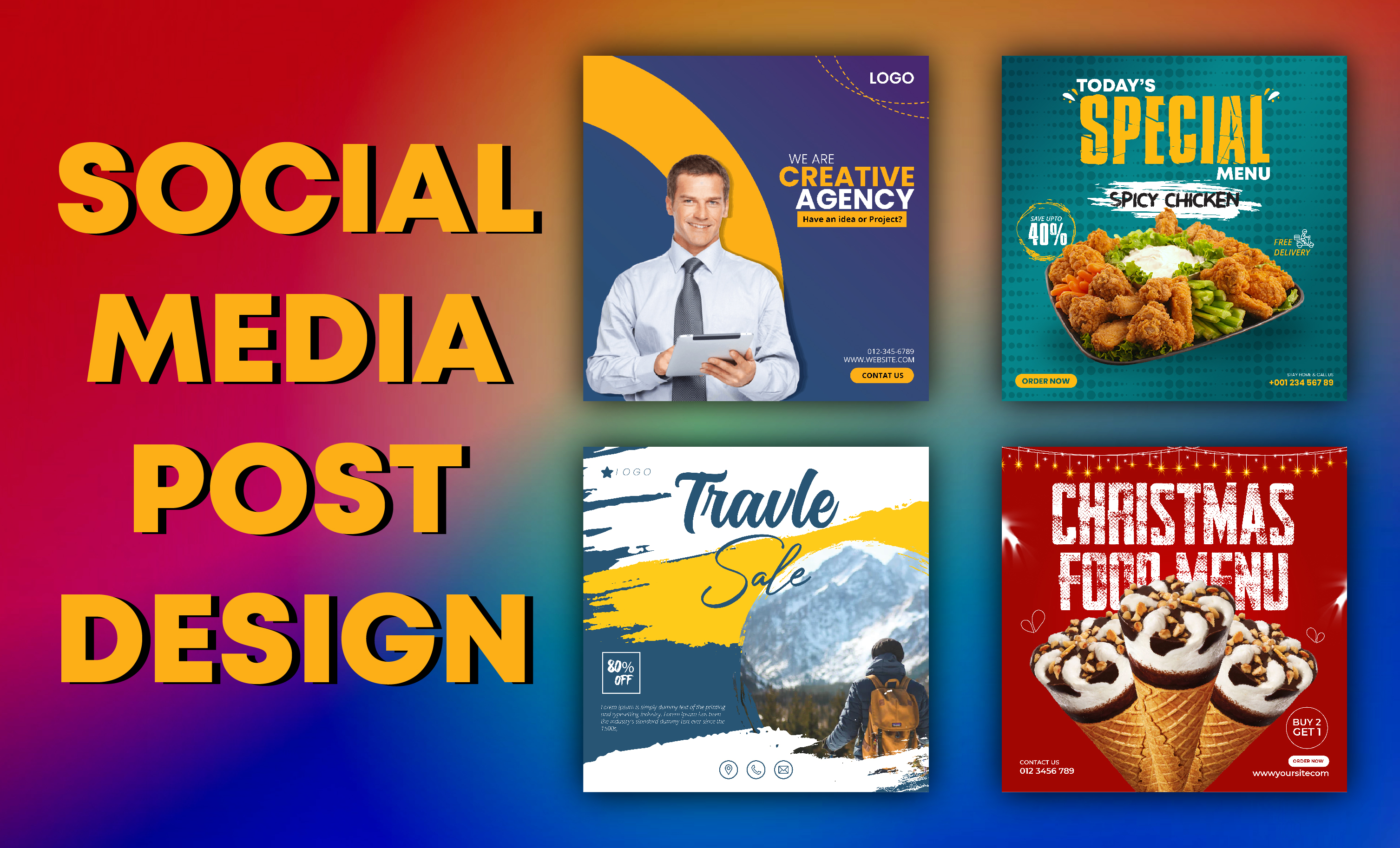 I will create awesome social media post design, ads, banner