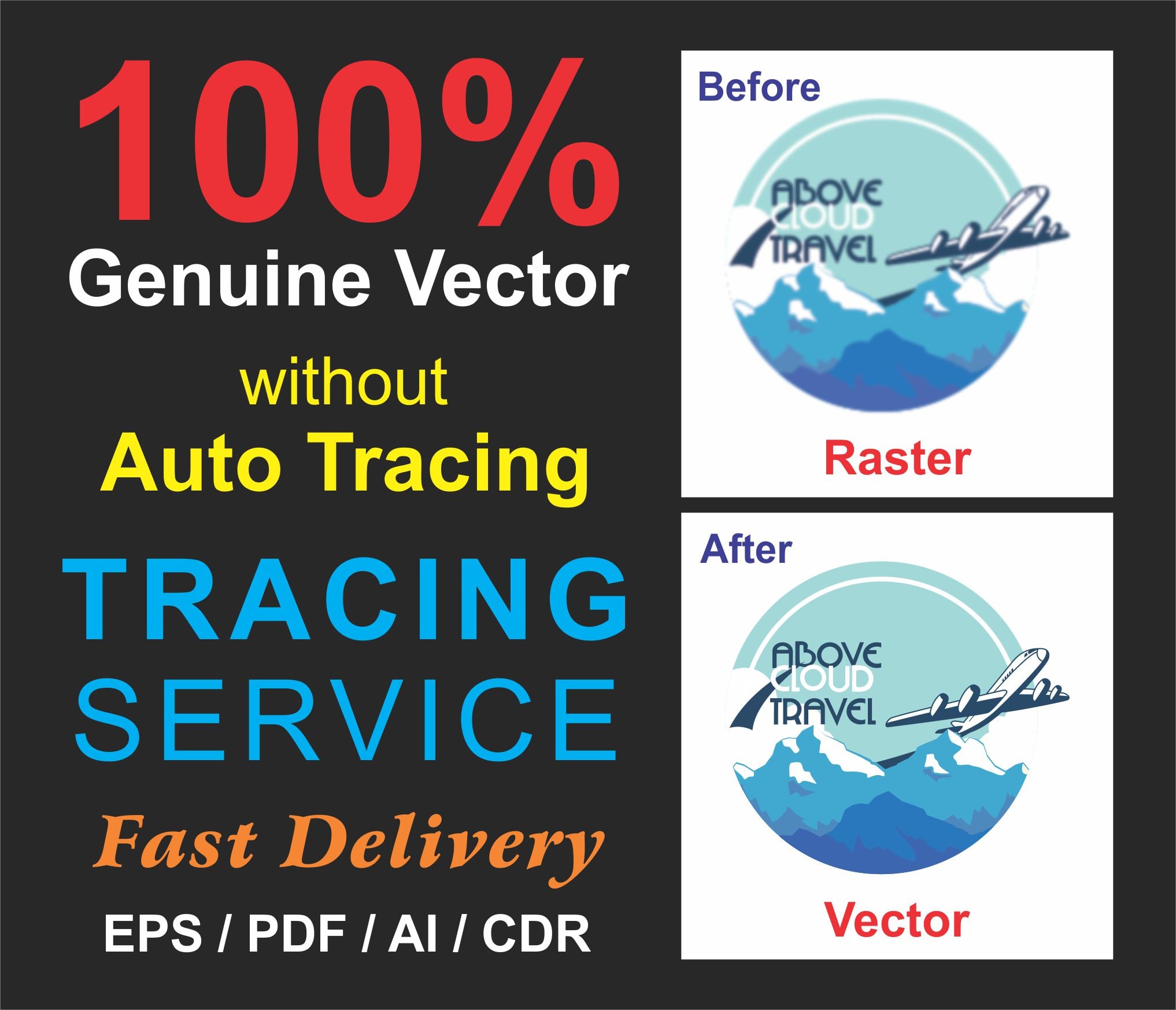 I will redraw, tracing, logo redraw, raster to vector, modify