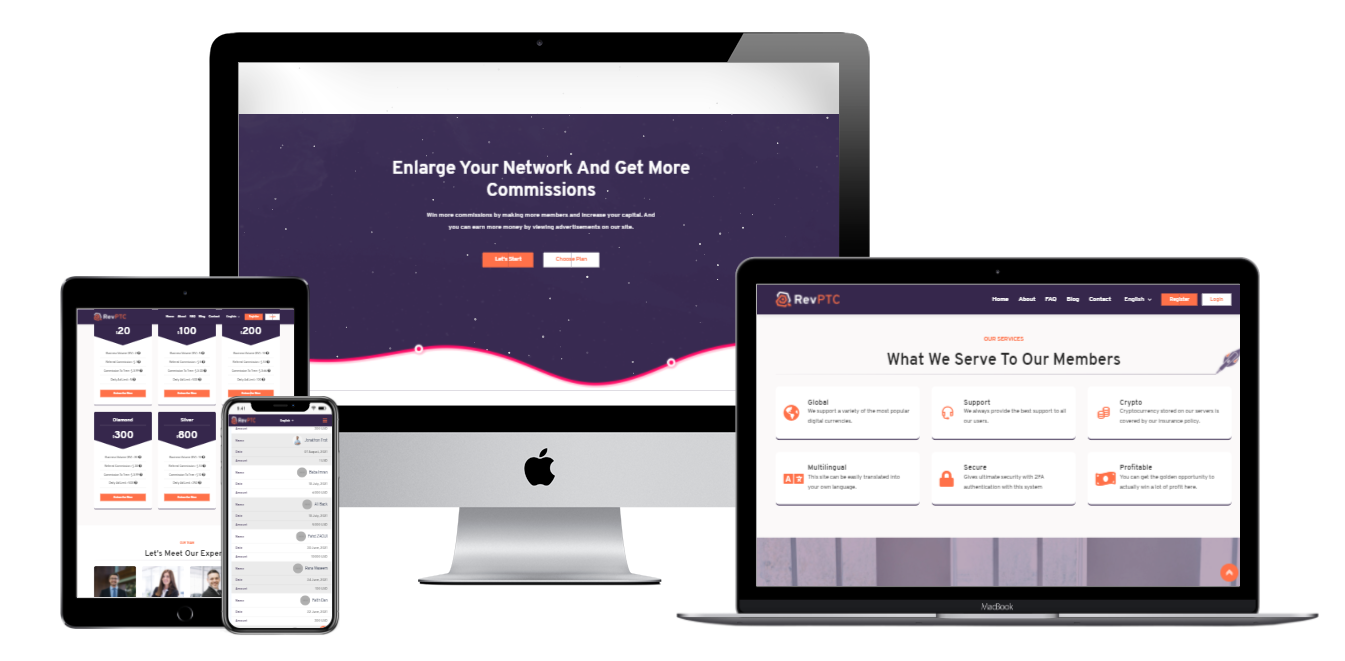 I will create responsive PTC investment website