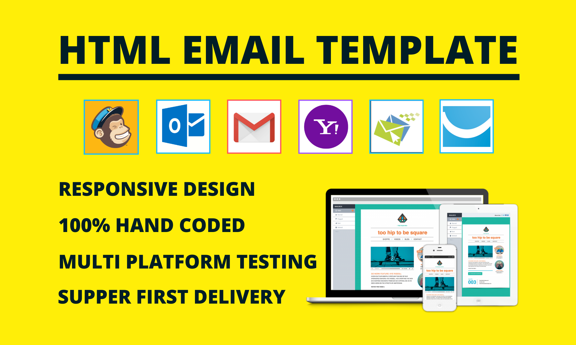 Responsive HTML email template design, clickable HTML email signature & newsletter for your business