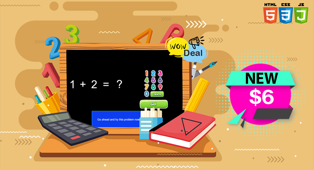 Simple Kids Math Game Kids Games - Add Game HTML5/CSS/JS