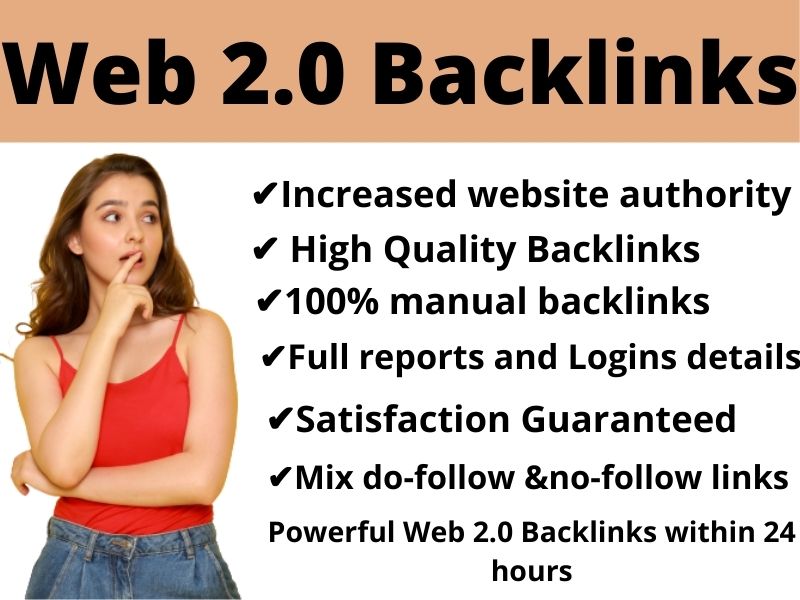 I create 5 high DA web 2.0 SEO Backlinks with in 24 hours to boost your ranking