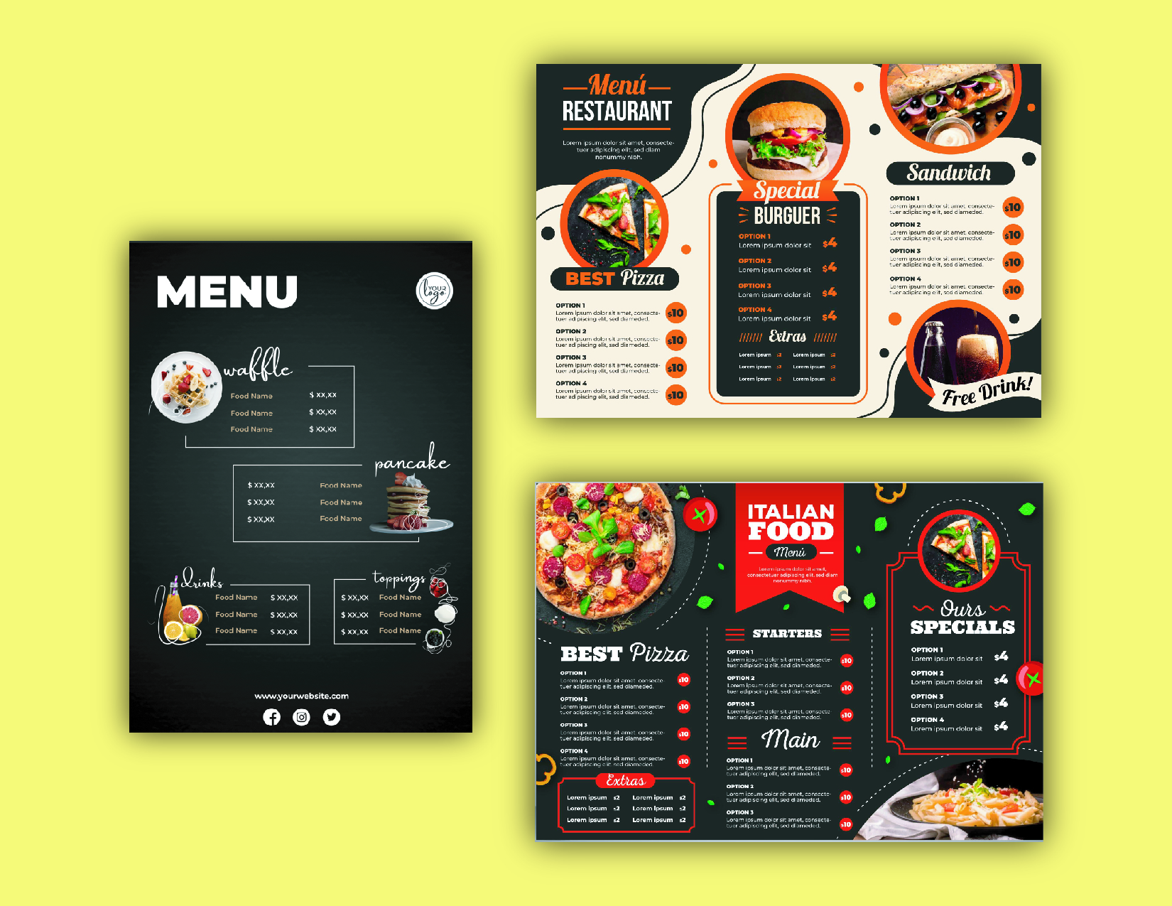 I will provide restaurant menu design or food menu design