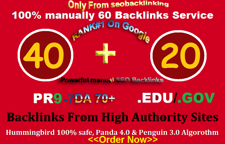 High Quality Top Ranker 40 PR-9 + 20 Edu/Gov DA 70+ High PR Safe Backlinks