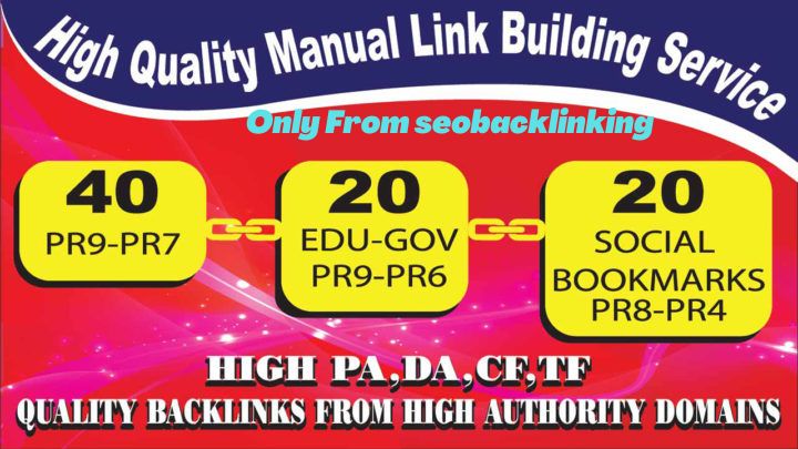 Manually 80 Backlink Create 40 PR9 + 20 EDU- GOV + 20 HIGH PR SOCIAL BOOKMARKS