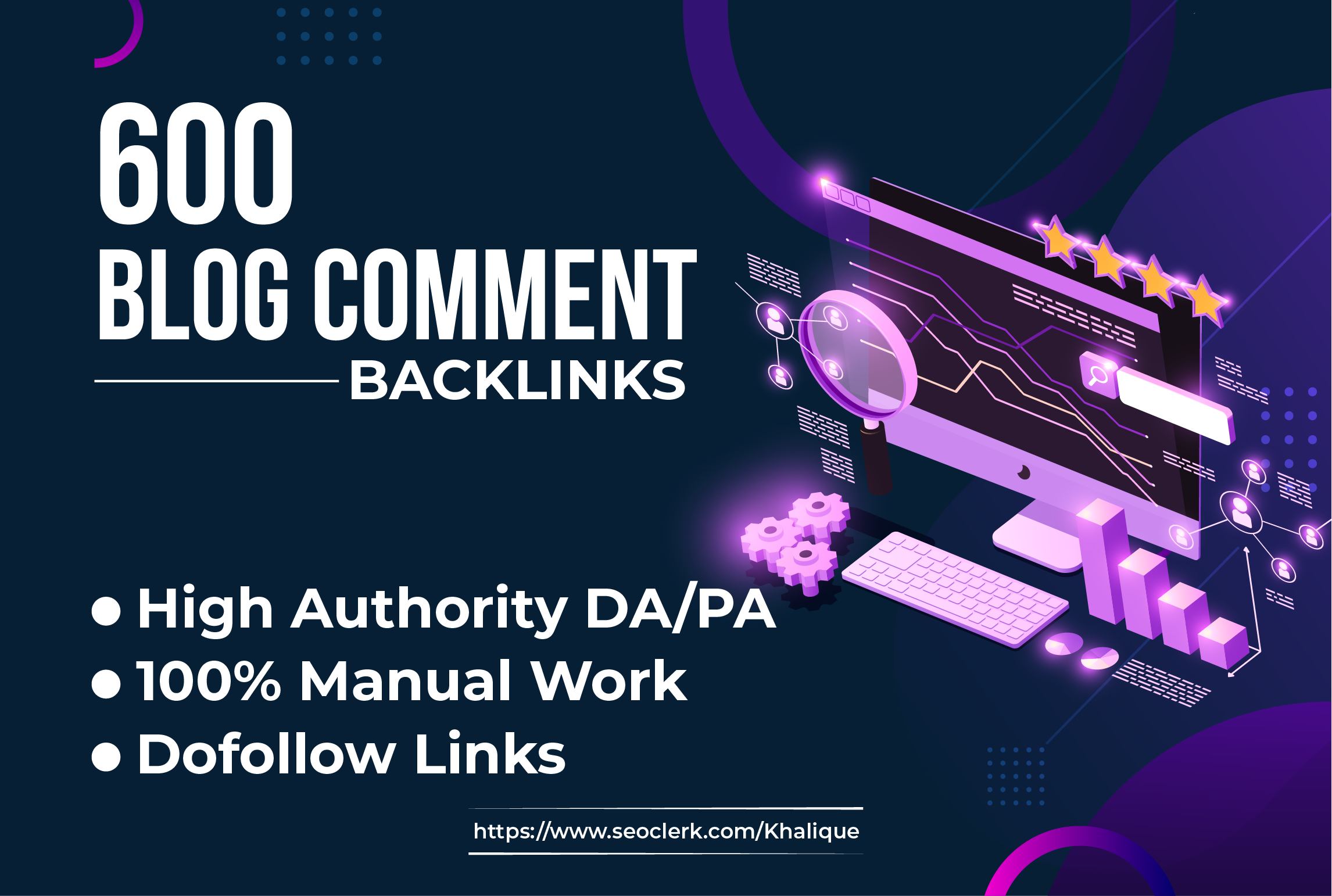 I will do manually 600 dofollow blog comments backlinks