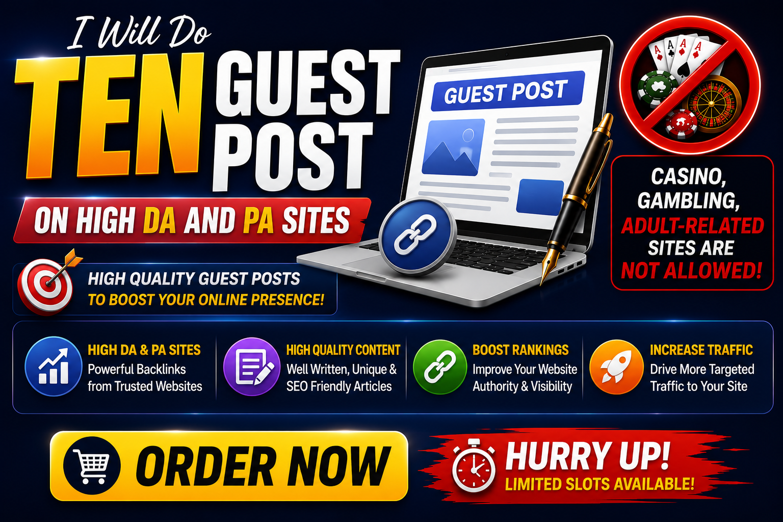 Ten Guest Post On High Da And Pa Sites 