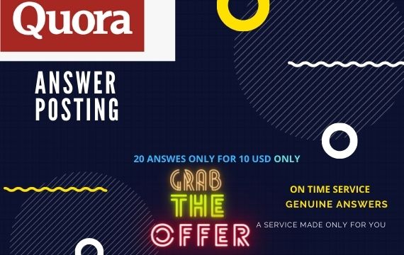 Get 20 High Quality Quora answers with permanent back...