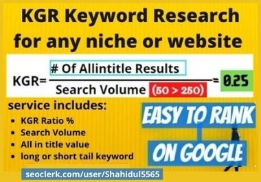 KGR keyword research for your website that easily ranks 