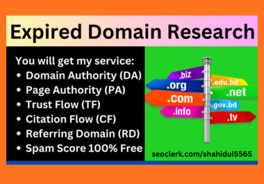 I will do niche relevant expired domain research for 301 SEO redirects backlinks