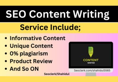 SEO website content writer, article, blog writer and product description depending on niche