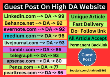 10 site web2.0 Guest post write 800+ words and Quickly publish on DA 90+ Website