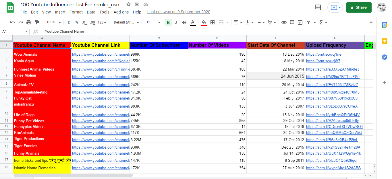 I will find you best 50 instagram & Youtube influencer according your niche
