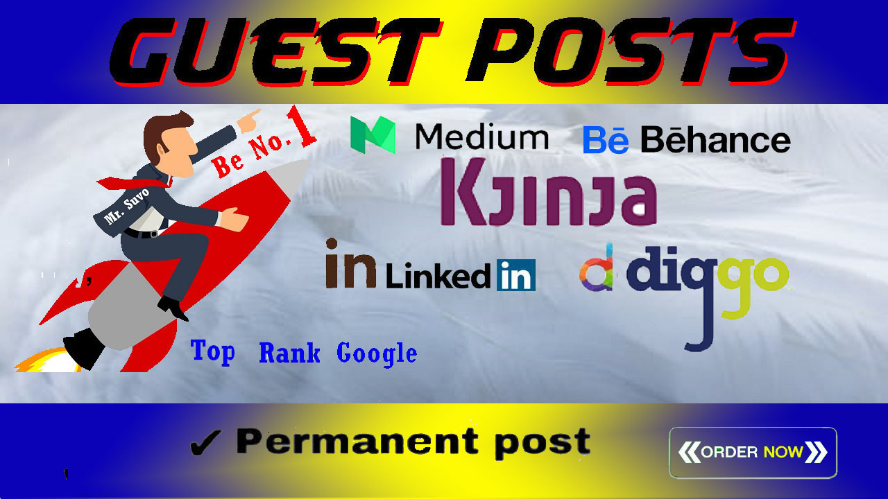 I will write and publish 5 guest posts on high quality 