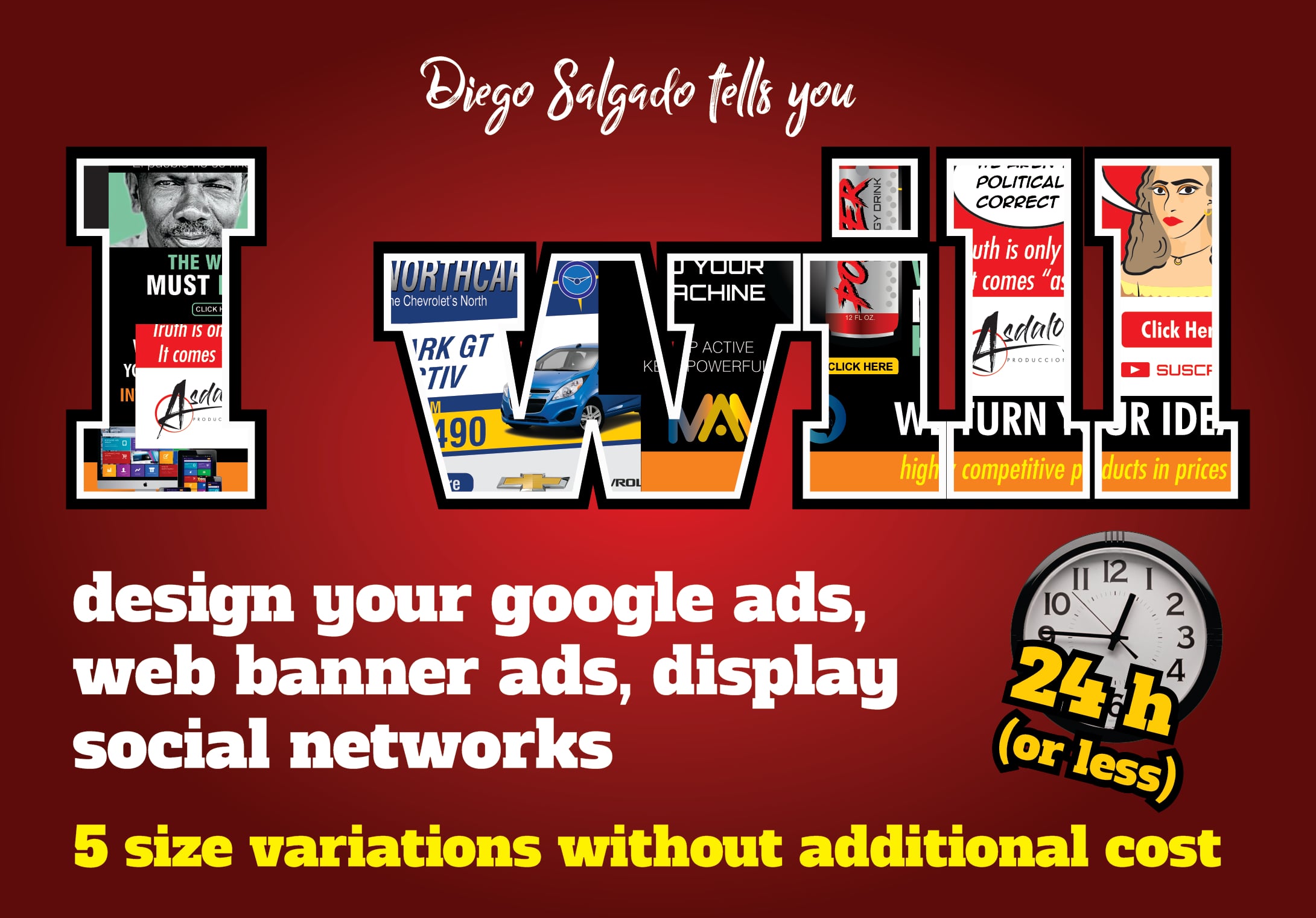 Design google ads, web banner ads, social networks